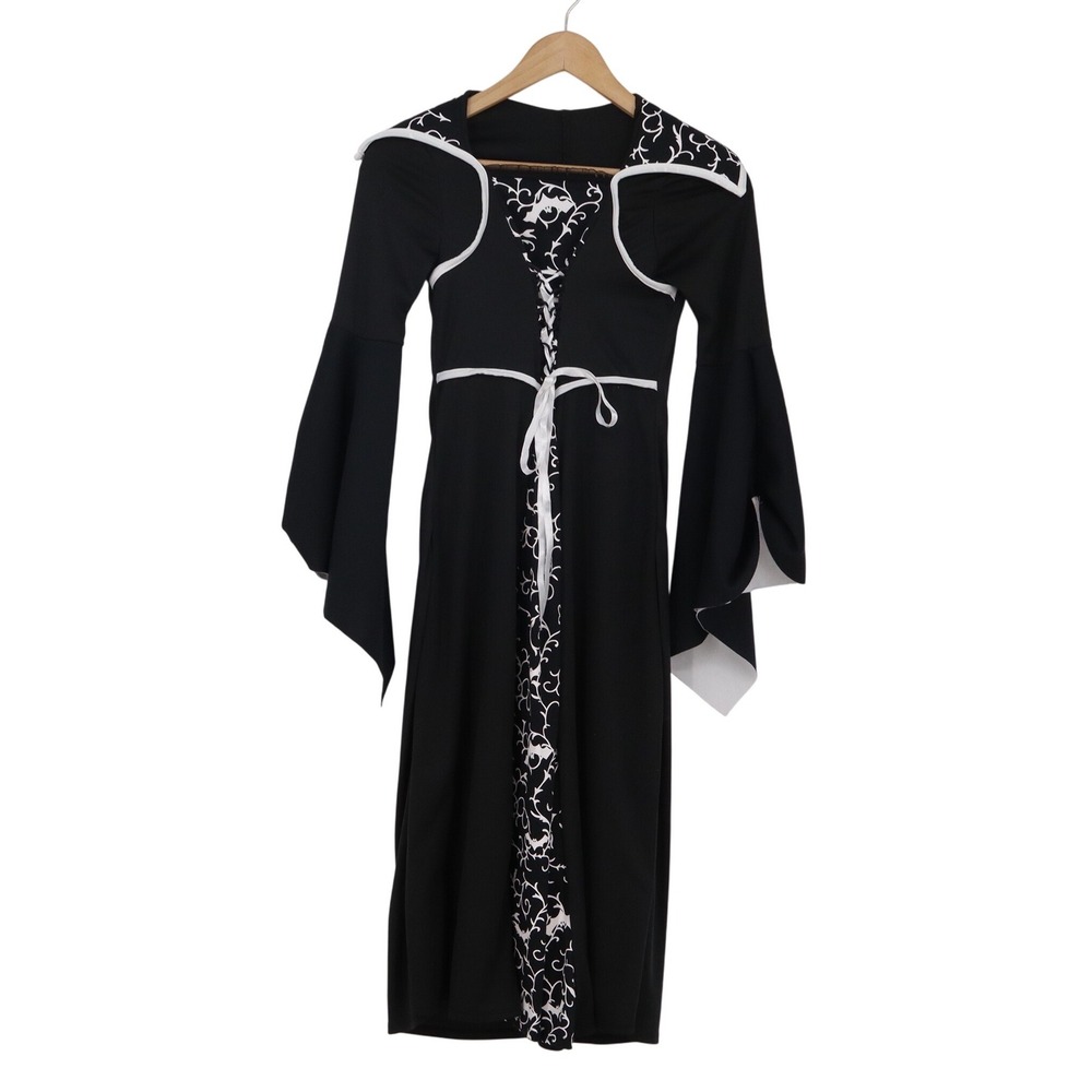 Spirit Costume Dress Womens M Medieval Gothic Bell Sleeve Black White Excellent